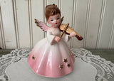 1961 Inarco Japan Angel Figurine Violin Player Pink Ombre Gold Stars E-529C