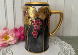 Antique Bavarian Porcelain Art Nouveau Grape Stein Hand-Painted Artist Signed CER c. 1905