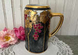 Antique Bavarian Porcelain Art Nouveau Grape Stein Hand-Painted Artist Signed CER c. 1905