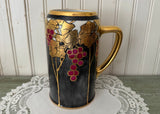 Antique Bavarian Porcelain Art Nouveau Grape Stein Hand-Painted Artist Signed CER c. 1905