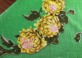Vintage Yellow Chrysanthemums Green Leaves Handkerchief