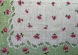Vintage Pink Daisy Polka Dot Green Handkerchief