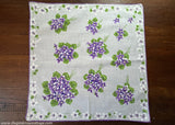 Vintage Purple White Violet Bouquet Handkerchief