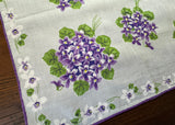 Vintage Purple White Violet Bouquet Handkerchief