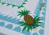 Unused Vintage Simtex Linens Pineapples Daisies and Lattice Tablecloth