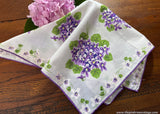 Vintage Purple White Violet Bouquet Handkerchief
