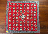 Tagged Vintage Kimball Stylized Roses Red Gray Handkerchief Betty Anderson