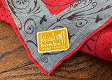 Tagged Vintage Kimball Stylized Roses Red Gray Handkerchief Betty Anderson