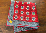 Tagged Vintage Kimball Stylized Roses Red Gray Handkerchief Betty Anderson