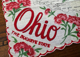 Vintage Ohio State Map Souvenir Handkerchief - The Pink Rose Cottage 
