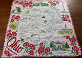 Vintage Ohio State Map Souvenir Handkerchief - The Pink Rose Cottage 