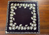 Tagged Burmel Vintage White Dogwood Navy Handkerchief - The Pink Rose Cottage 