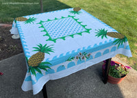 Unused Vintage Simtex Linens Pineapples Daisies and Lattice Tablecloth