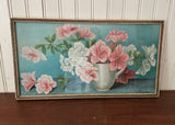 Vintage 1940s Azalea Floral Framed Art Print Signed Le Roy