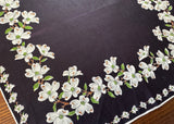 Tagged Burmel Vintage White Dogwood Navy Handkerchief - The Pink Rose Cottage 