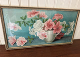 Vintage 1940s Azalea Floral Framed Art Print Signed Le Roy