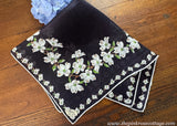 Tagged Burmel Vintage White Dogwood Navy Handkerchief - The Pink Rose Cottage 