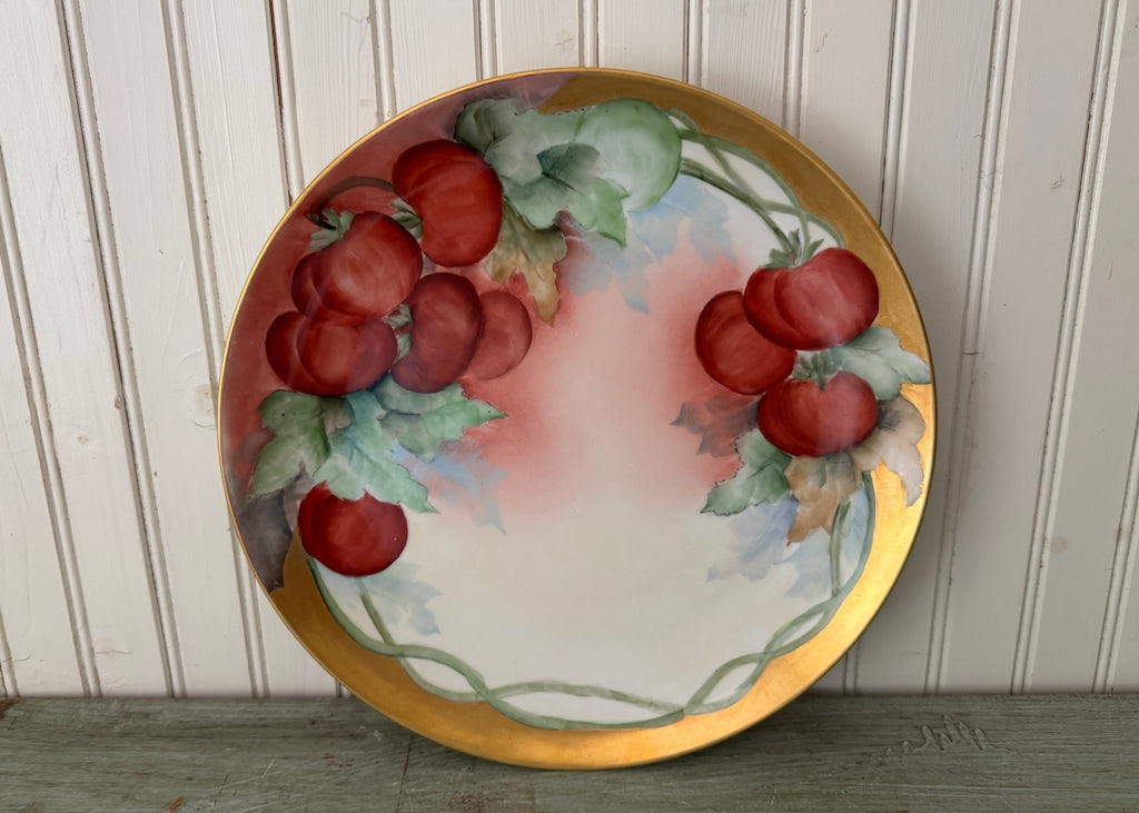 Antique T&V Limoges Tomato Serving Platter, Artist Signed Butler, c. 1892–1907