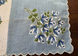 Vintage Blue and White  Roses Handkerchief - The Pink Rose Cottage 