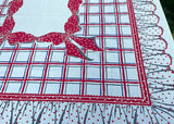 HTF Vintage Startex Bows Ruffles and Polka Dots Tablecloth