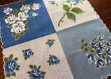 Vintage Blue and White  Roses Handkerchief - The Pink Rose Cottage 