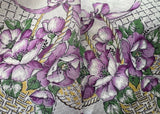 Unused Vintage Handkerchief Purple Poppies in Baskets - The Pink Rose Cottage 
