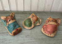 Vintage Pendelfin Bunny Figurines Wakey Snuggles Peeps Set of 3 Made in England