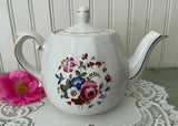 Vintage Ellgreave Wood & Sons England Ironstone Pink Rose Teapot