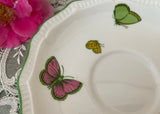 Vintage Crown Staffordshire Colorful Butterfly Teacup and Saucer