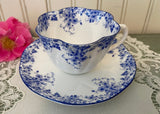 Vintage Shelley Dainty Blue Flowers Teacup and Saucer