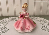 Vintage Josef Originals January Birthday Girl Figurine with Pink Rose