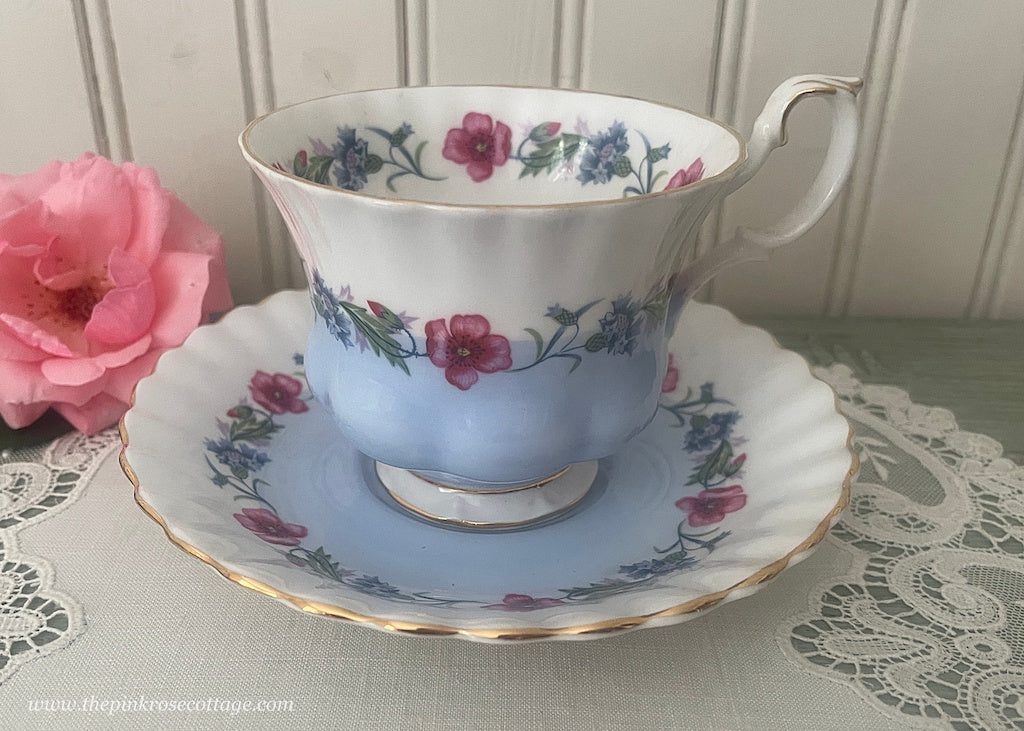 Vintage Royal Albert Blue White with Petite Flowers Teacup