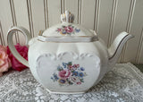 Vintage Pink Rose Cube Teapot Windsor By James Sadler England