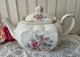 Vintage Pink Rose Cube Teapot Windsor By James Sadler England