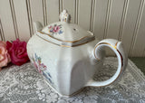 Vintage Pink Rose Cube Teapot Windsor By James Sadler England