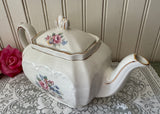 Vintage Pink Rose Cube Teapot Windsor By James Sadler England