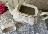 Vintage Pink Rose Cube Teapot Windsor By James Sadler England