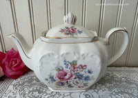 Vintage Pink Rose Cube Teapot Windsor By James Sadler England