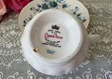 Vintage Queen Anne Blue Rose Clematis Teacup and Saucer