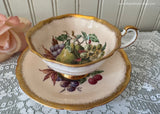 Vintage Paragon Fruit Pears Grapes Teacup and Saucer