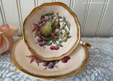 Vintage Paragon Fruit Pears Grapes Teacup and Saucer