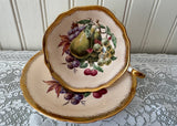 Vintage Paragon Fruit Pears Grapes Teacup and Saucer