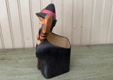 Vintage Ceramic Halloween Witch Planter 1970s Hand-Painted