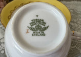 Vintage Tuscan Yellow Teacup and Saucer Purple Violets