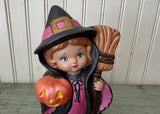 Vintage Ceramic Halloween Witch Planter 1970s Hand-Painted