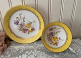 Vintage Tuscan Yellow Teacup and Saucer Purple Violets