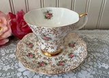 Vintage Royal Albert Chintz Pink Rose and Gold Flowers Teacup