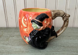 Vintage 1987 Fitz and Floyd Halloween Witch and Pumpkin Mug