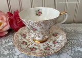 Vintage Royal Albert Chintz Pink Rose and Gold Flowers Teacup