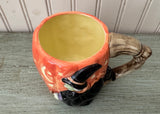 Vintage 1987 Fitz and Floyd Halloween Witch and Pumpkin Mug
